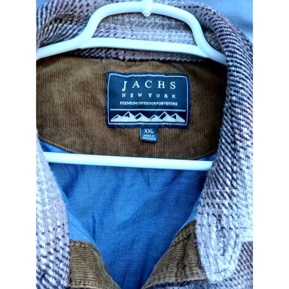 Jachs New York Mens XXL Plaid Button Up Shirt Jacket Brown Tan Shacket Lined - Picture 6 of 16